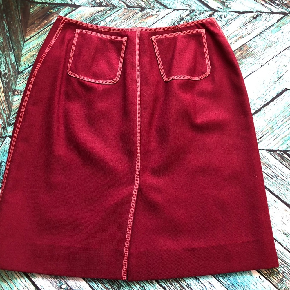Anthropologie Beth Bowley Burgandy Wool Skirt - Picture 8 of 8